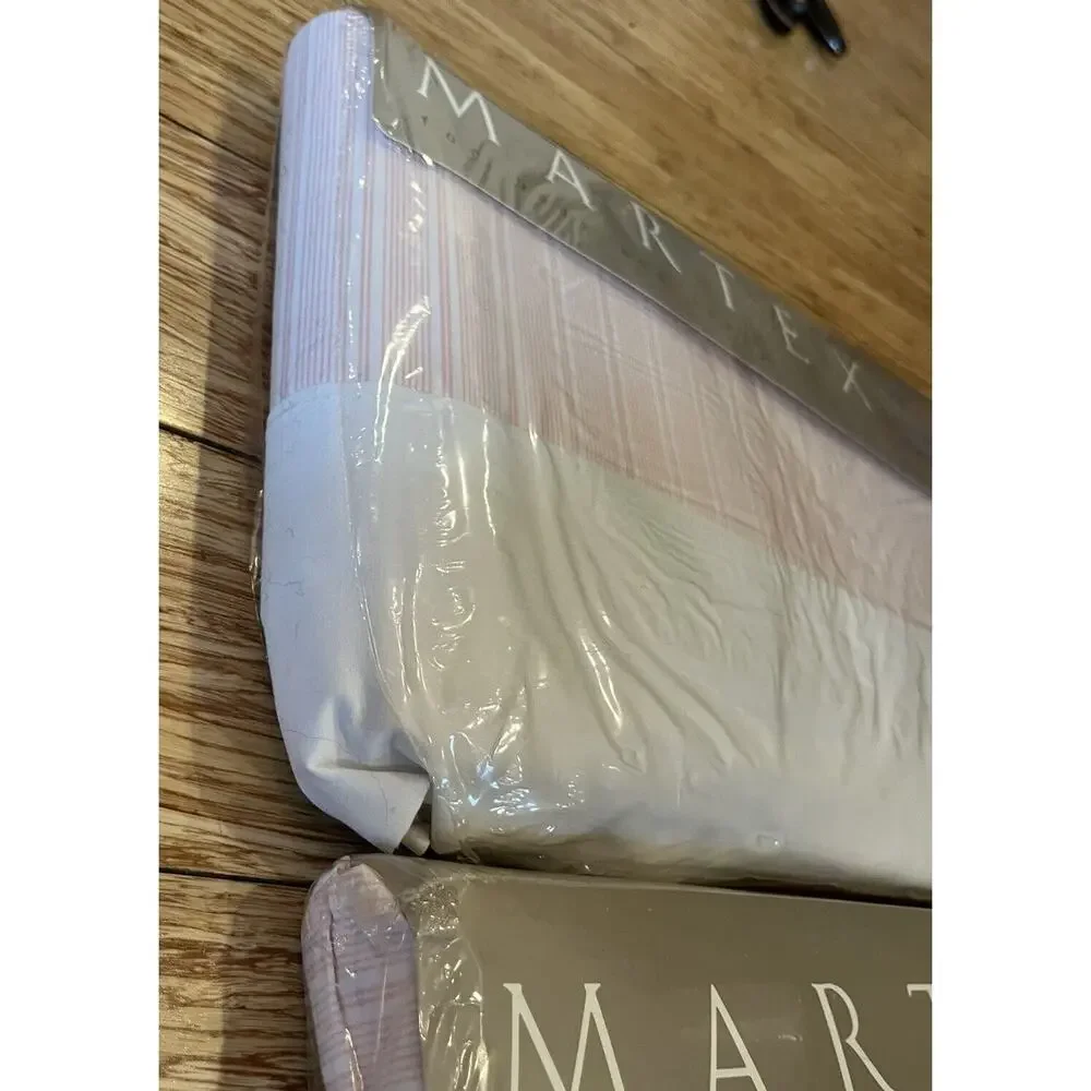 NOS Martex Full Sheet Set 4 pc Oxford Stripe Pink 250 Thread Ct Vintage